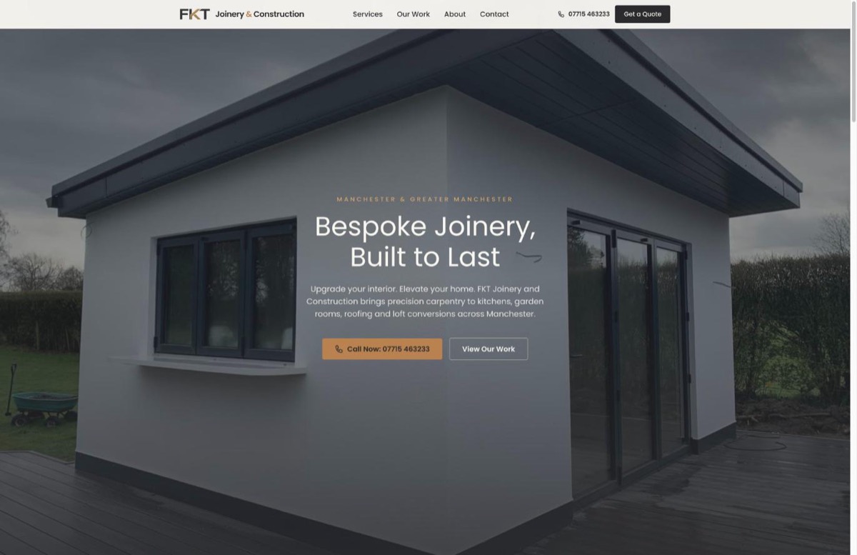 FKT Joinery & Construction's website, built on our platform